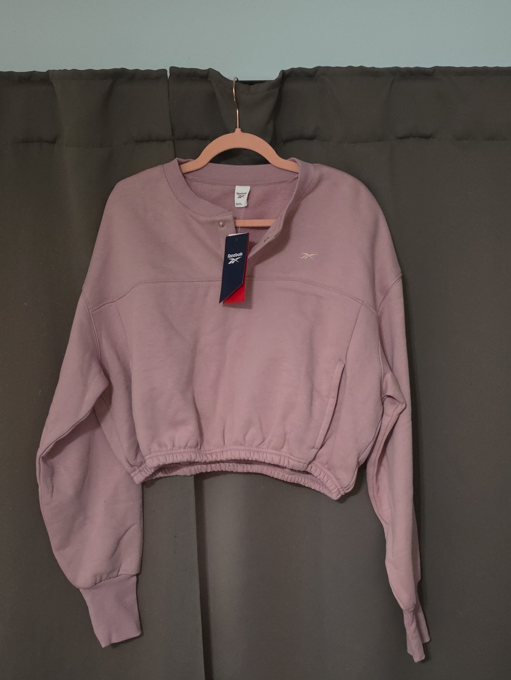Reebok Womens Cropped Pullover Sweatshirt - Dusty Mauve